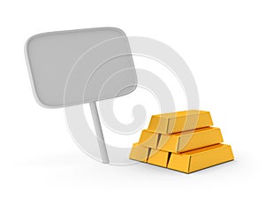 Gold bars with banner