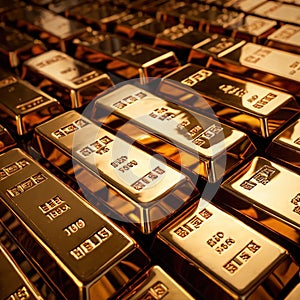 Gold bars buillion with Chinese Asian style markings, wealth in the East