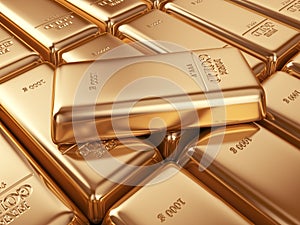 Gold bars. Concept of banking 3D