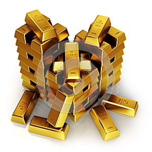 Gold bars 3d render.