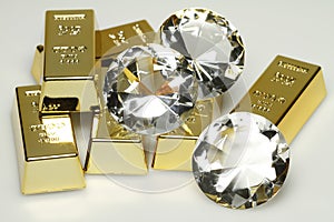 Gold bars and diamonds