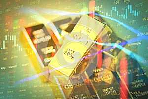 Gold bars financial business economy concepts, wealth and reserve success in business and finance, Gold trading, gold bars on