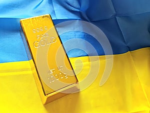 Gold bars on the flag off Ukraine