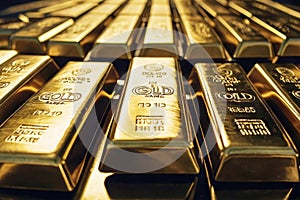 Gold bars. The gold bars are stacked on top of each other