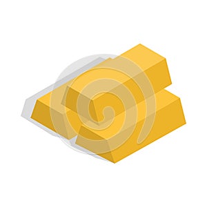 Gold bars icon, isometric 3d style