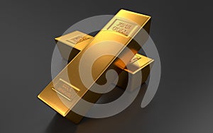 Gold bars, ingot on black backgrounds