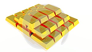 Gold Bars Isolated on white 3D render