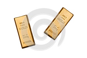 Gold bars, object isolated on a white background