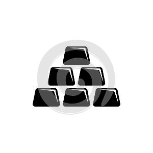 Gold Bars Pyramid, Stack Precious Metal Ingots. Flat Vector Icon illustration. Simple black symbol on white background