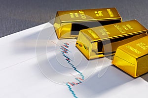 Gold bars on rising price graph