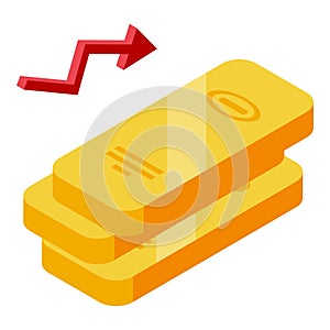 Gold bars stack icon isometric vector. Golden finance