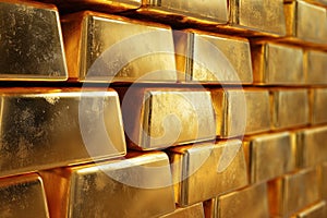 Gold bars wall Ai photo