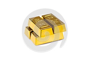 Gold bars on  whitebackground