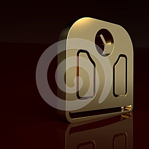 Gold Bathroom scales icon isolated on brown background. Weight measure Equipment. Weight Scale fitness sport concept