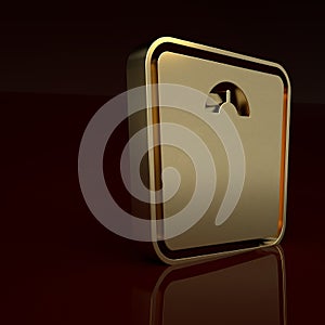 Gold Bathroom scales icon isolated on brown background. Weight measure Equipment. Weight Scale fitness sport concept