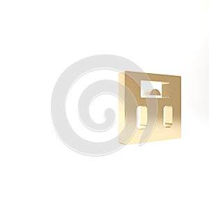 Gold Bathroom scales icon isolated on white background. Weight measure Equipment. Weight Scale fitness sport concept. 3d