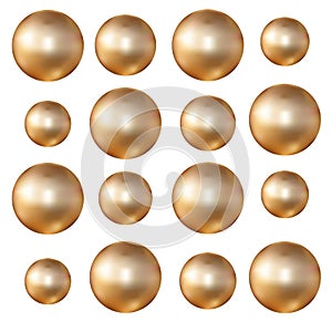 Gold beads isolated on white background