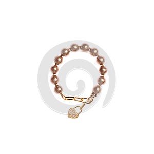 Gold beads Jewelry bracelet isolated on white background