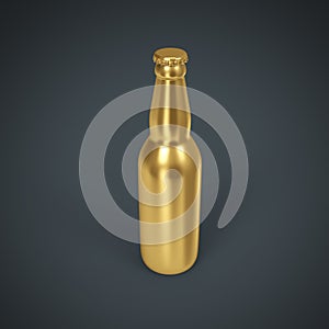 Gold beer bottle on dark grey background