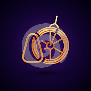 Gold Bicycle parking icon isolated on black background. Vector