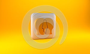 Gold Bipolar disorder icon isolated on yellow background. Silver square button. 3D render illustration