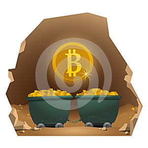 Gold bitcoin. The cave of gold.