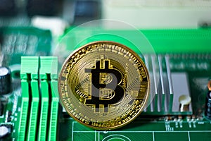 Gold Bitcoin electronic computer processor board