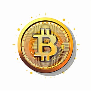 Gold Bitcoin Coin Symbol On White Background - Flat Design Art photo