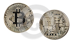 Gold Bitcoin Isolated on a white background