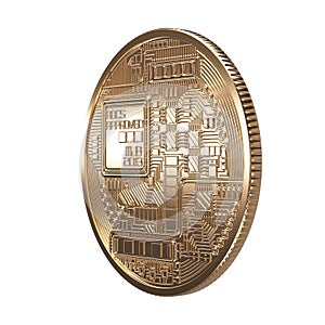 Gold bitcoin on a transparent background 3d