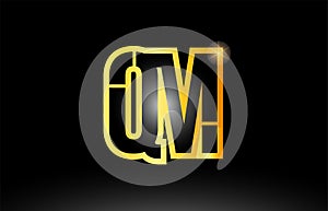 gold black alphabet letter qm q m logo combination icon design