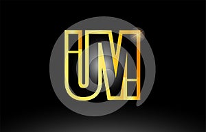 gold black alphabet letter um u m logo combination icon design photo