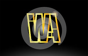 gold black alphabet letter wa w a logo combination icon design