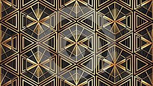 Gold and Black Art Deco Geometric Seamless Pattern