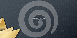 Gold black background with abstract dot pattern for business presentation design. Golden triangle overlap element vector design
