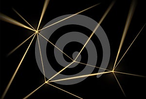 Gold and black background. Luxury texture geometric line pattern. Futuristic light network, graphic golden grid. Vector