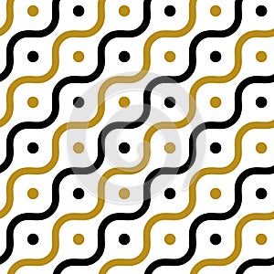 Gold black circle garland seamless pattern vector