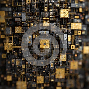 gold and black circuit board texture