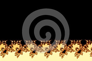 Gold and black fractal flowers shape with a copy space, effect lace