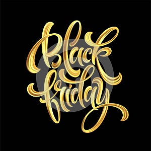 Gold Black Friday Sale calligrapy lettering. Vector illustration