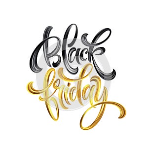 Gold Black Friday Sale calligrapy lettering. Vector illustration