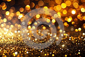 Gold and black glittering lights background photo