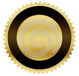 Gold and black medal with clipping path