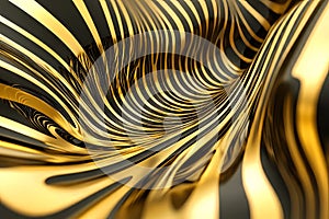 gold and black particles continuously flowing in a looping pattern, creating a mesmerizing video