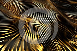 gold and black particles continuously flowing in a looping pattern, creating a mesmerizing video