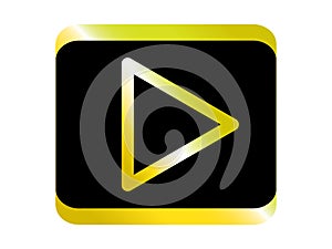 Gold black play button icon vector