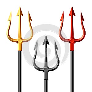Gold, black and red tridents