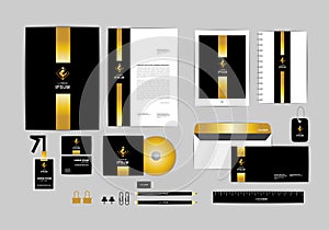 Gold, black and silver corporate identity template for your business 1