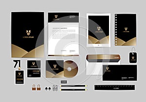 Gold, black and silver corporate identity template for your business 2