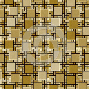 Gold and Black Square Mosaic Abstract Geometric Design Tile Patt